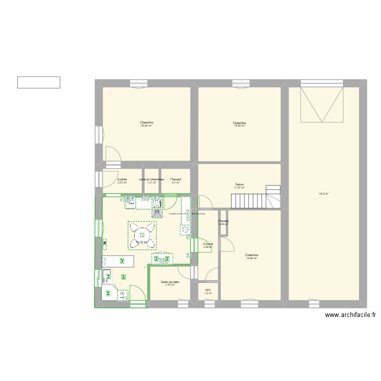 rez de chaussée cuisine. Plan de 13 pièces et 160 m2