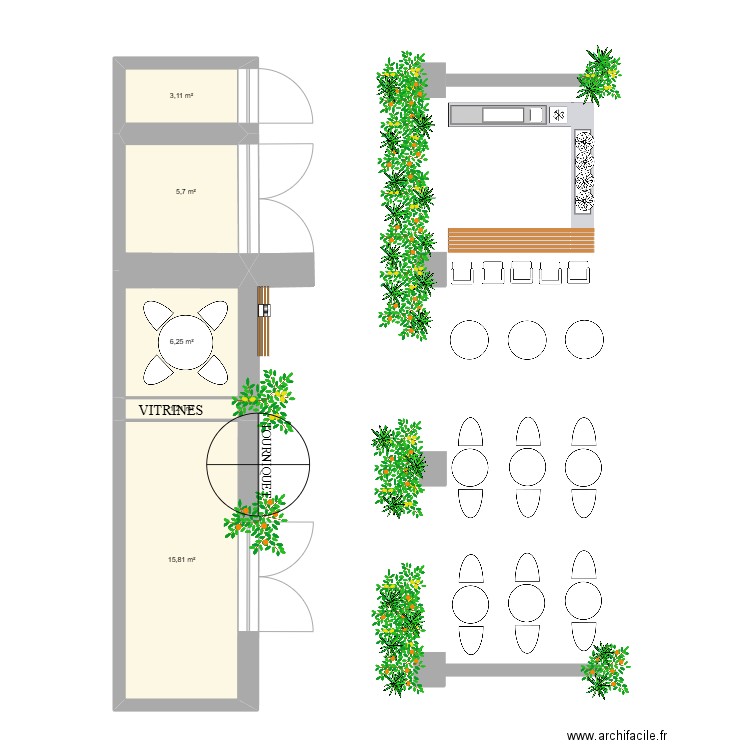 APO 4. Plan de 5 pièces et 32 m2