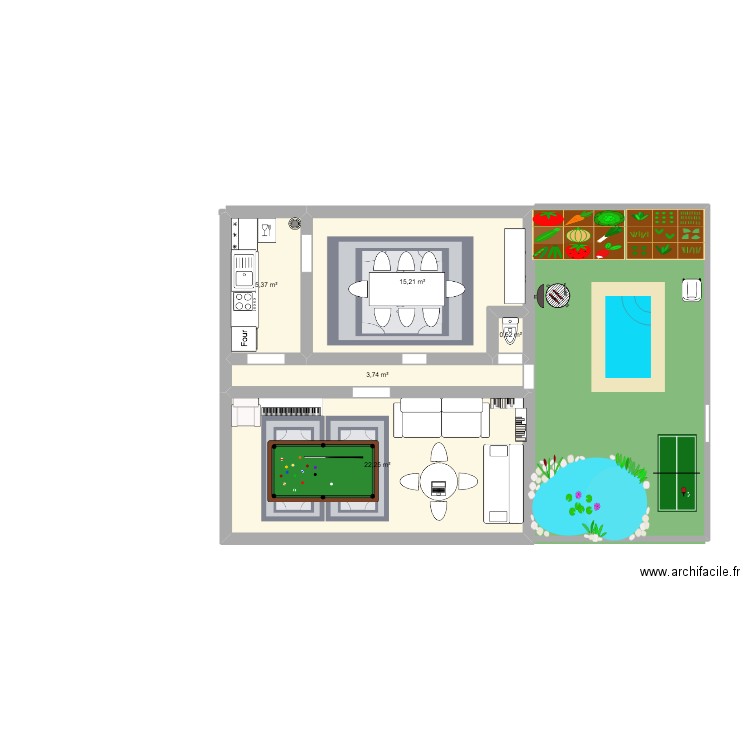 une maison a elimith. Plan de 5 pièces et 47 m2