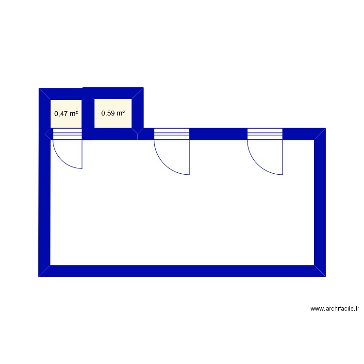 fabert. Plan de 2 pièces et 1 m2