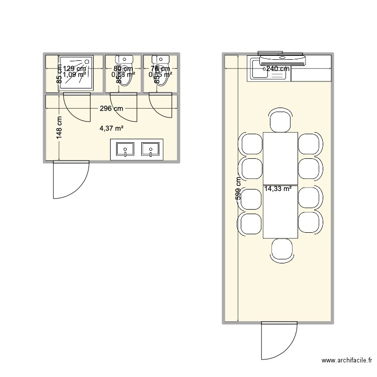 EIFFAGE CHANTIER PARC DES ESSARTS 42650 ST JEAN BONNEFONDS. Plan de 5 pièces et 21 m2