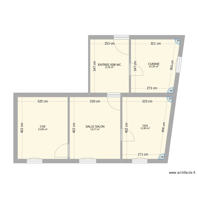 Appartement 2em. Plan de 5 pièces et 57 m2