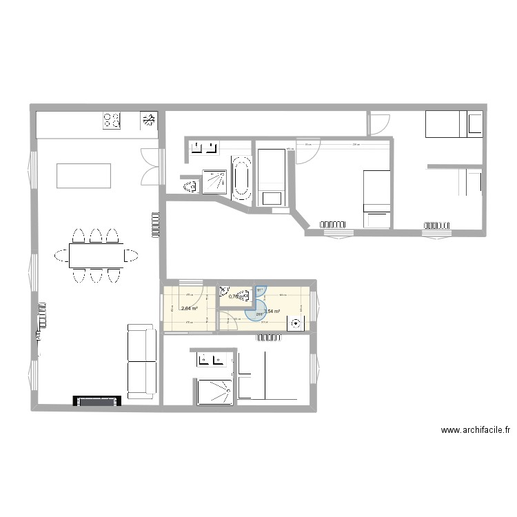 épinettes 3. Plan de 3 pièces et 7 m2