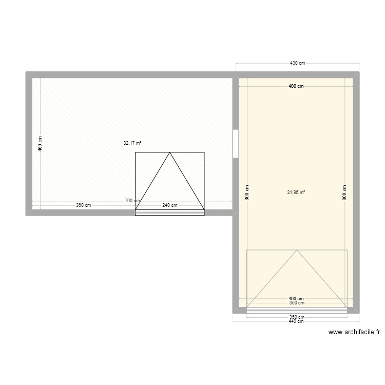 garage. Plan de 2 pièces et 64 m2