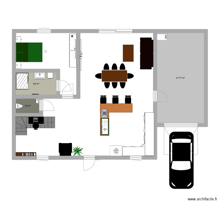 maison. Plan de 3 pièces et 28 m2