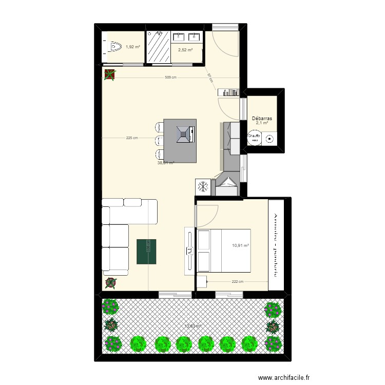 Laetitia rénovation v4. Plan de 6 pièces et 69 m2