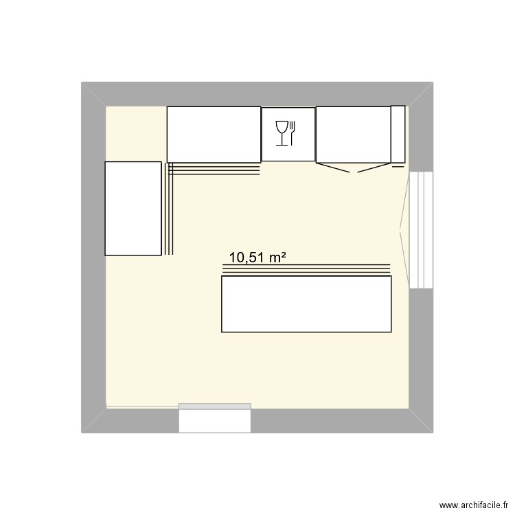 cuisine essai1. Plan de 1 pièce et 11 m2