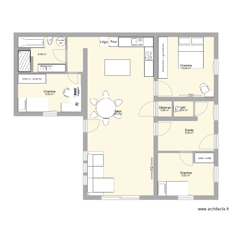 plan izoard. Plan de 9 pièces et 94 m2