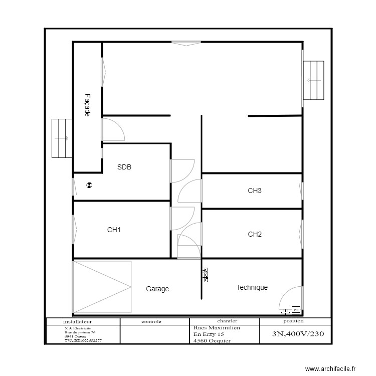 position Zoé provisoiore. Plan de 8 pièces et 181 m2