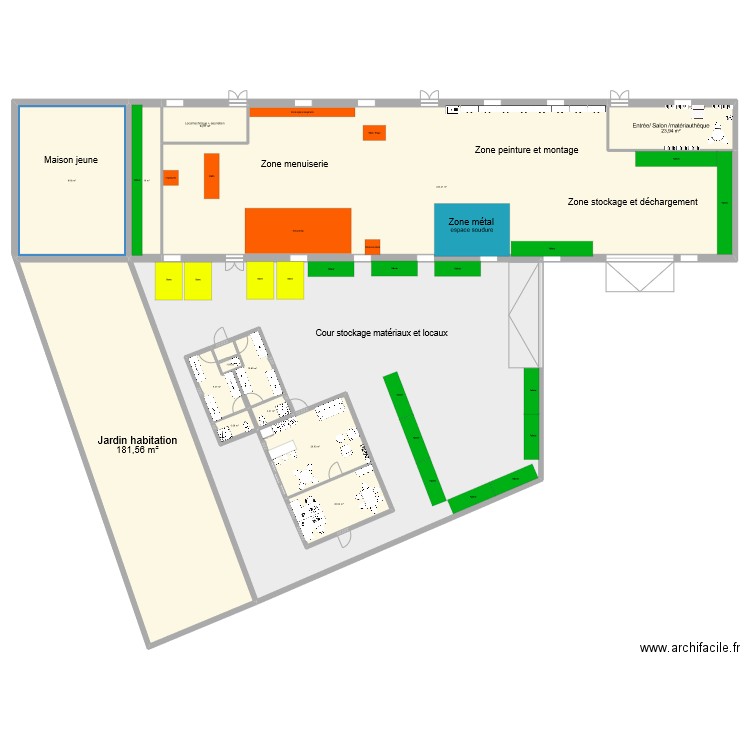 Plan atelier la luciole. Plan de 14 pièces et 1156 m2