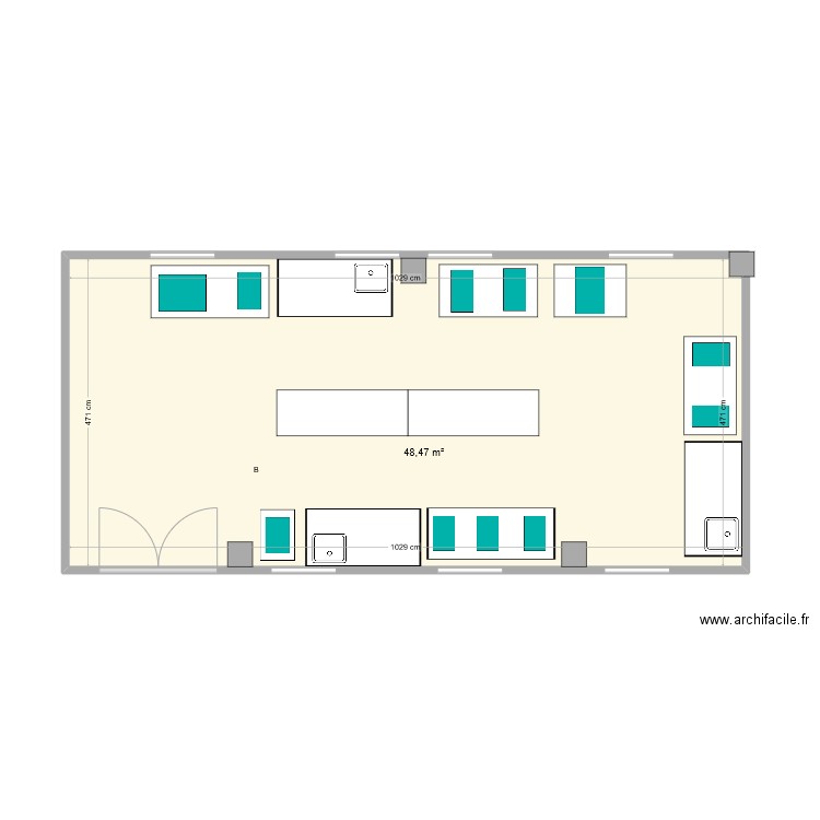 labo polissage. Plan de 1 pièce et 48 m2