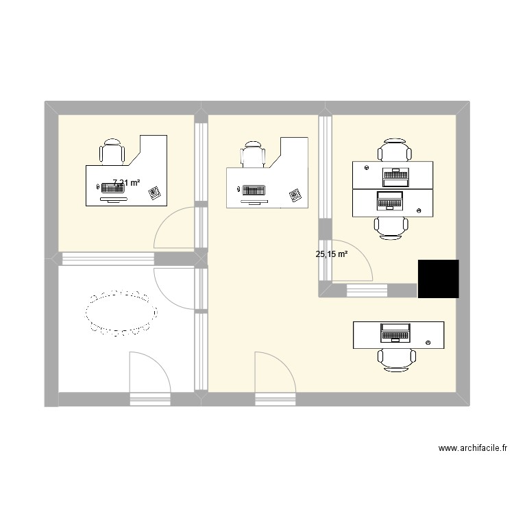 Informatique 2e étage 2. Plan de 2 pièces et 32 m2