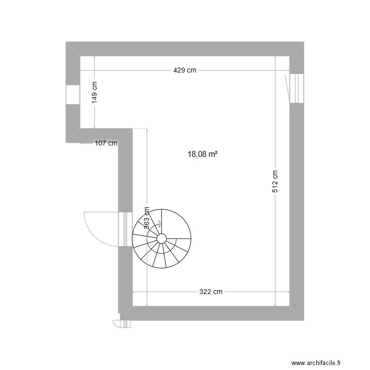 mezzanine avt T. Plan de 1 pièce et 18 m2