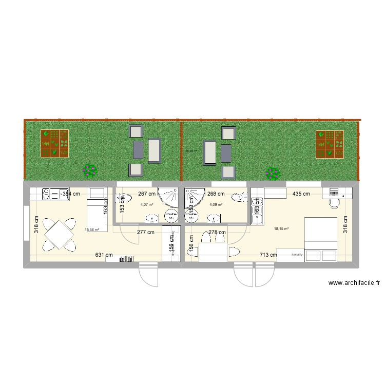 foix studios. Plan de 4 pièces et 42 m2