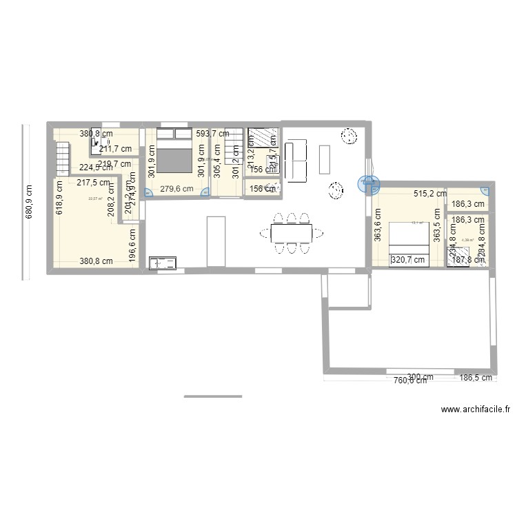 Theix 1. Plan de 5 pièces et 57 m2