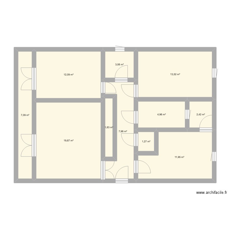 Projet actuel GT19/01/2025. Plan de 11 pièces et 86 m2