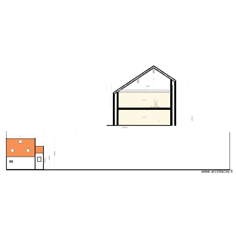 plan de coupe ben. Plan de 2 pièces et 42 m2