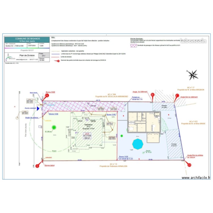 Plan initiale Biganos V2. Plan de 10 pièces et 120 m2