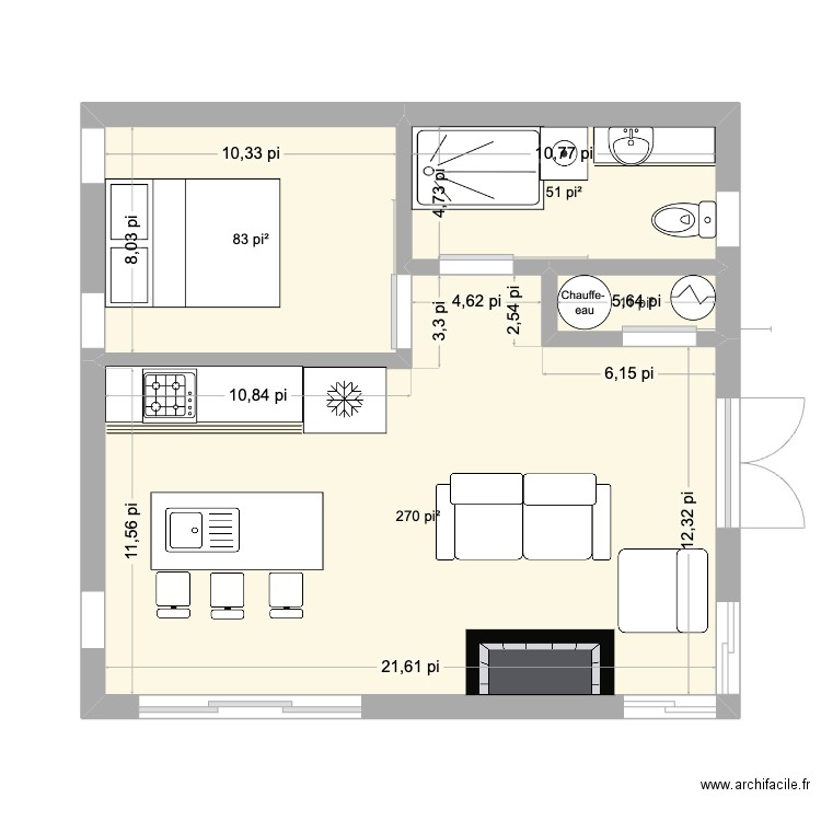 Plan 3. Plan de 4 pièces et 39 m2