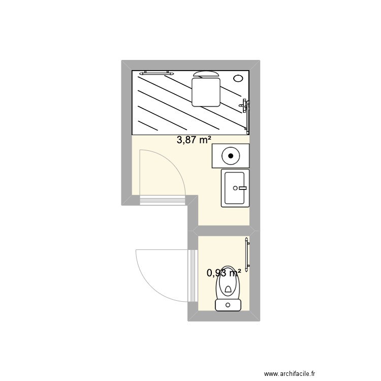 Bourgon Après. Plan de 2 pièces et 5 m2