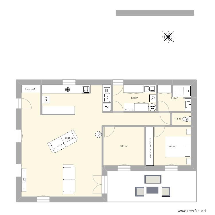 Isa_long. Plan de 6 pièces et 94 m2