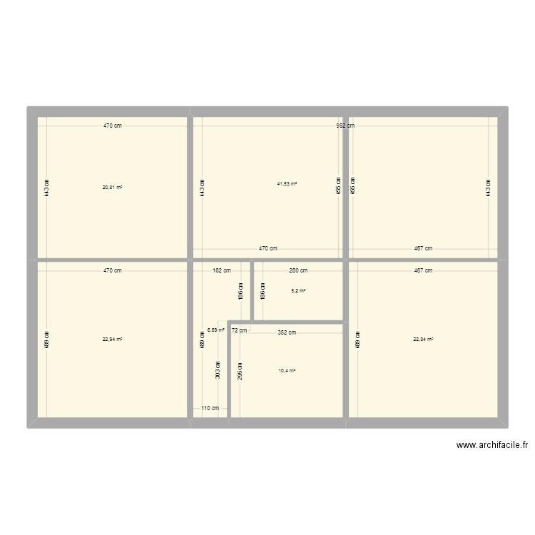 abc bis. Plan de 7 pièces et 130 m2