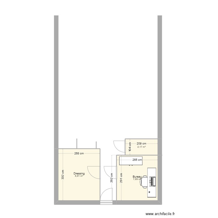 maison. Plan de 3 pièces et 19 m2