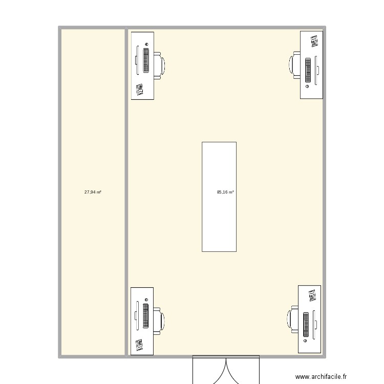 atelier. Plan de 3 pièces et 141 m2