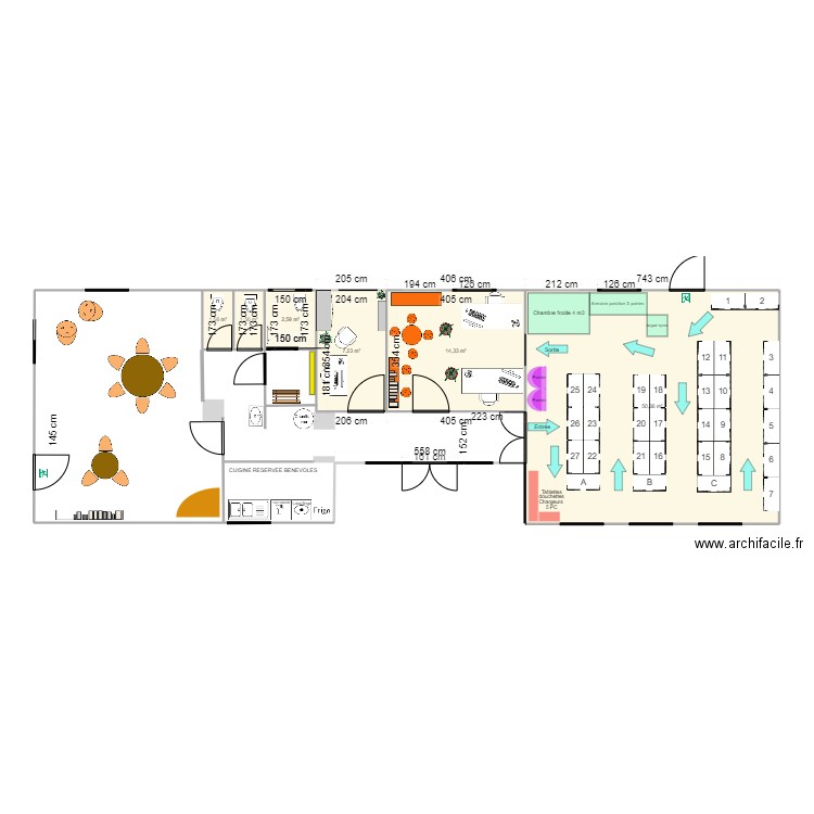 EPICERIE V1. Plan de 6 pièces et 78 m2