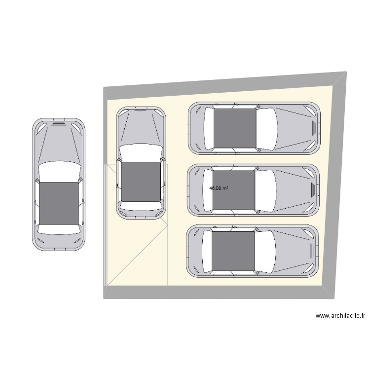 garage angle. Plan de 1 pièce et 46 m2