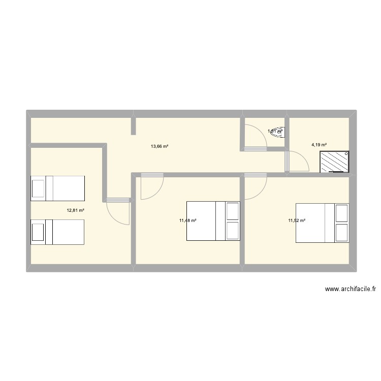 etage lumbres. Plan de 6 pièces et 55 m2