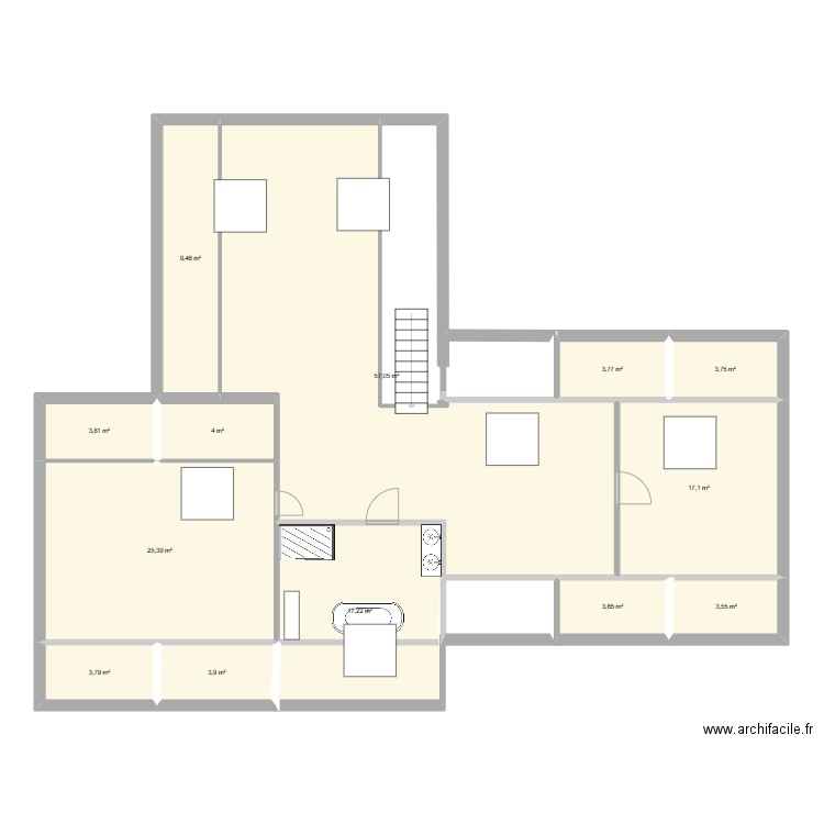 etage v2 maison pour nous. Plan de 13 pièces et 156 m2