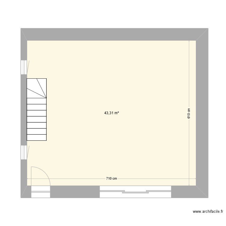 Gite 2 - Atelier R0 BE. Plan de 1 pièce et 43 m2