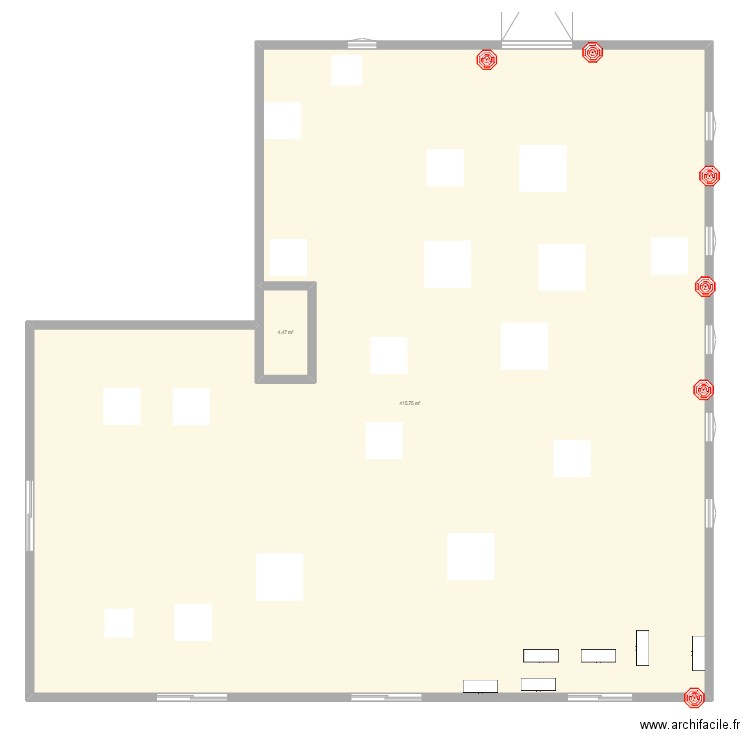 atelier. Plan de 2 pièces et 420 m2