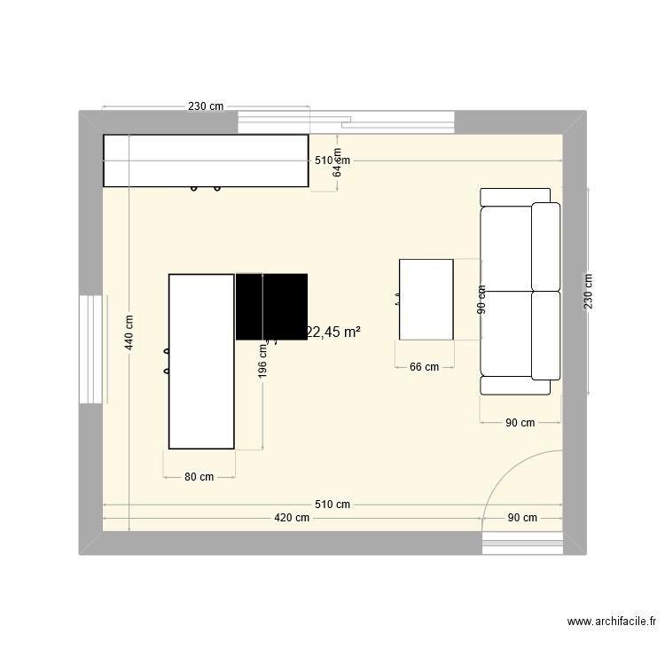 Bureau Charles &David. Plan de 1 pièce et 22 m2