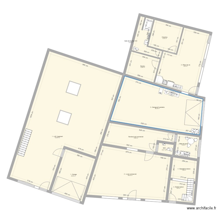 Lesneven projection. Plan de 29 pièces et 859 m2