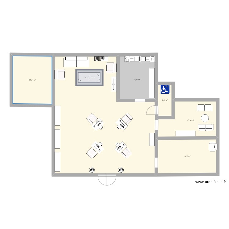 Magasin d'optique. Plan de 6 pièces et 138 m2