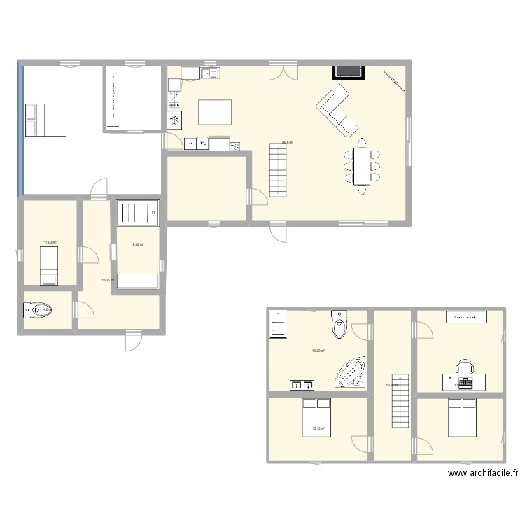 Maison. Plan de 9 pièces et 203 m2