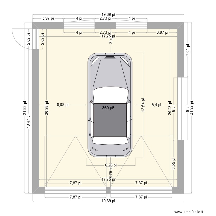 Garage. Plan de 1 pièce et 33 m2