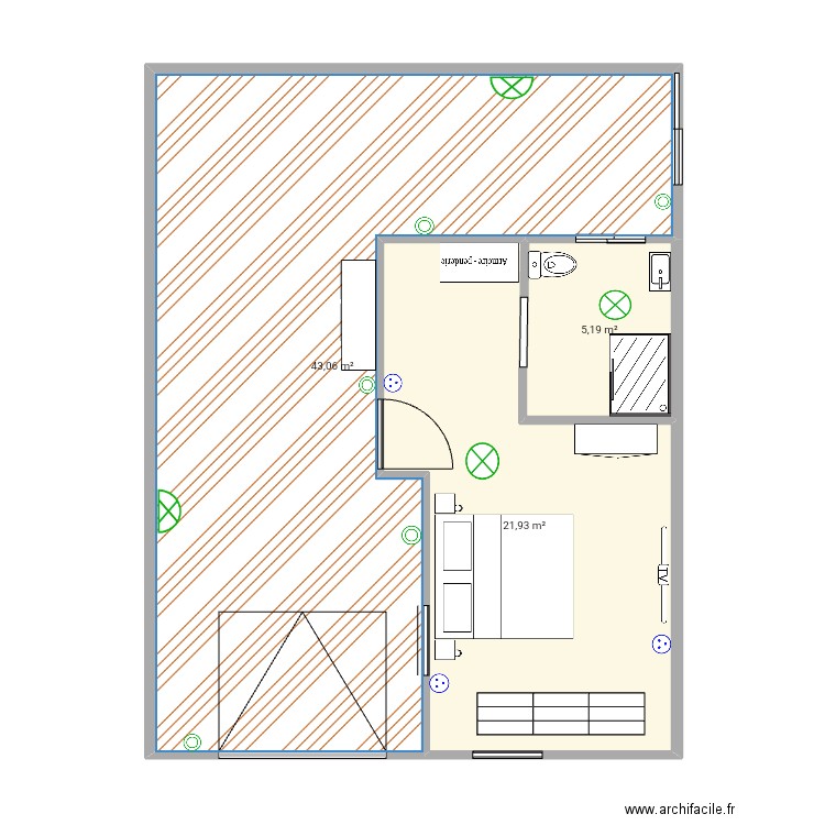 Logement 002. Plan de 3 pièces et 70 m2