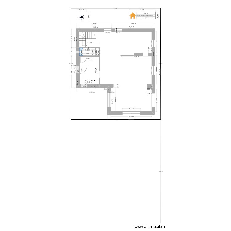 Projet - Villefranche RDC v3. Plan de 3 pièces et 11 m2