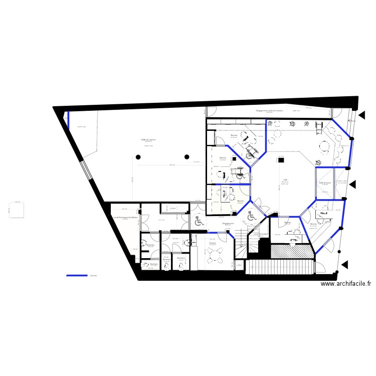 Projet RDC Auch - ERP. Plan de 27 pièces et 314 m2