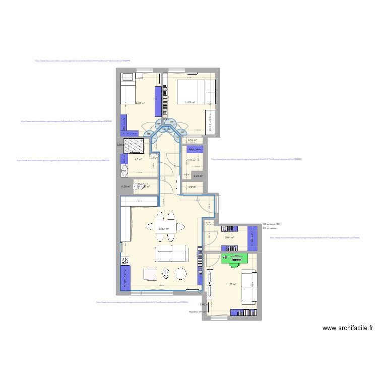 Marcq Bkp. Plan de 14 pièces et 81 m2