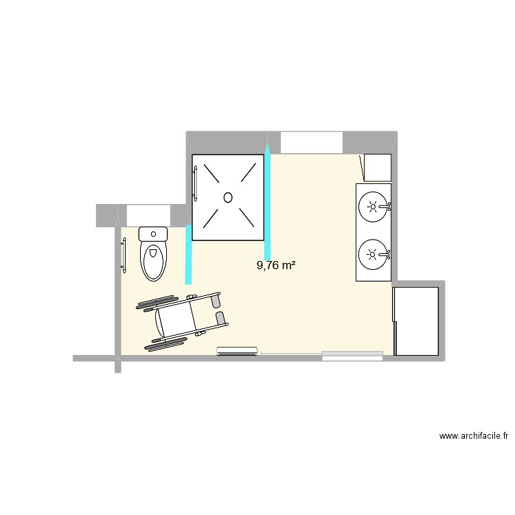 VAD Version aménagement 3. Plan de 1 pièce et 10 m2