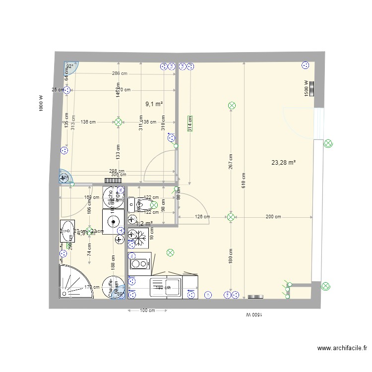 magasin 11 STUDIO. Plan de 5 pièces et 39 m2