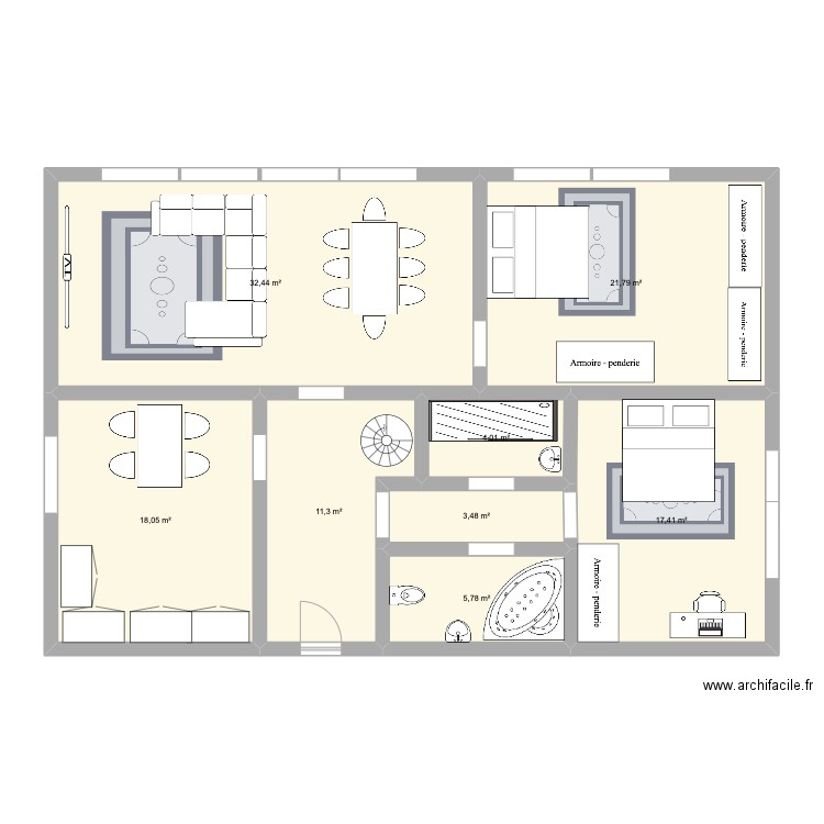 Coloc de Berne. Plan de 8 pièces et 114 m2