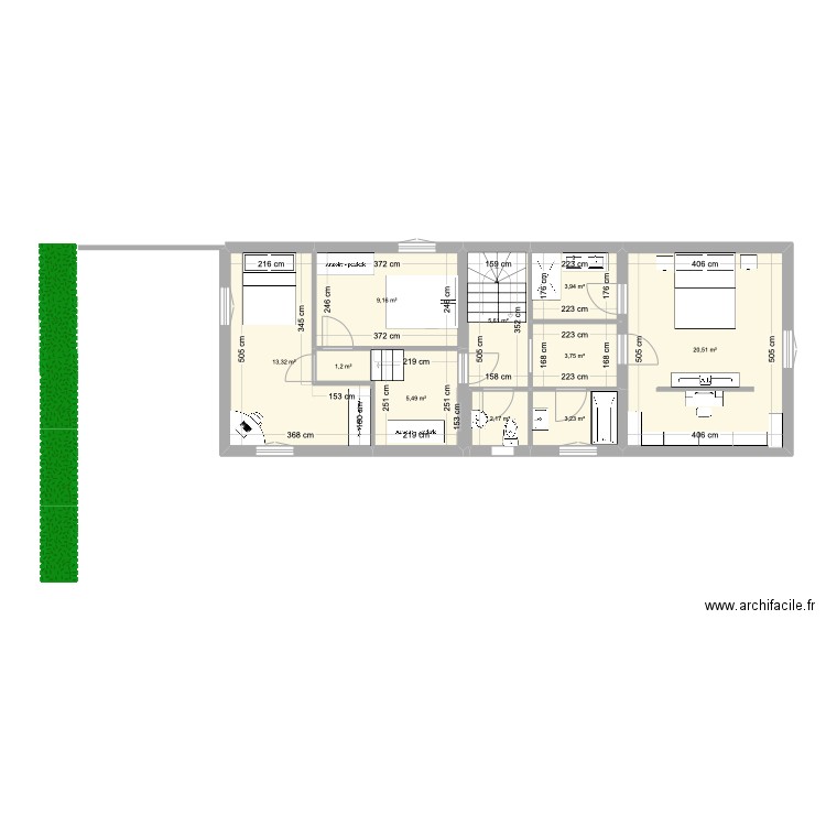 ett. Plan de 10 pièces et 68 m2