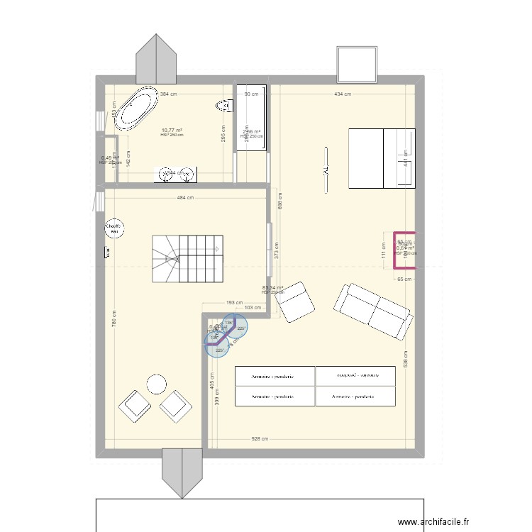 FUTURE CHAMBRE. Plan de 5 pièces et 98 m2