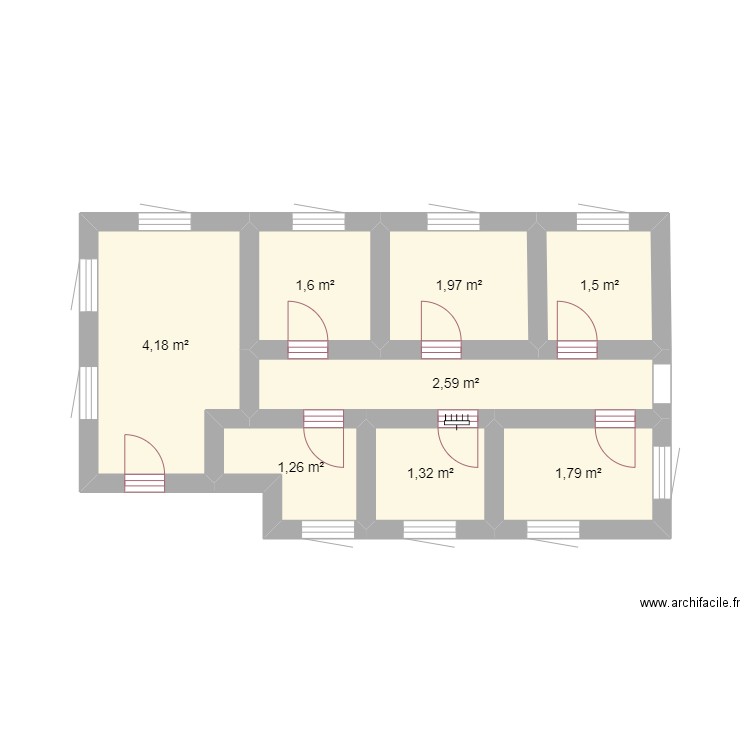 projet archifacile. Plan de 8 pièces et 16 m2