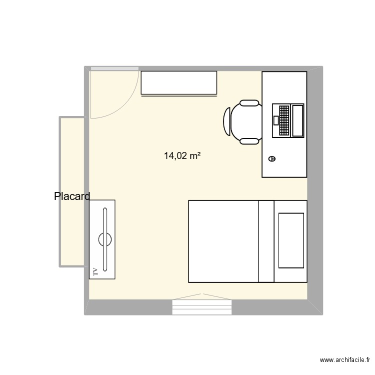 chambre mathias. Plan de 2 pièces et 15 m2